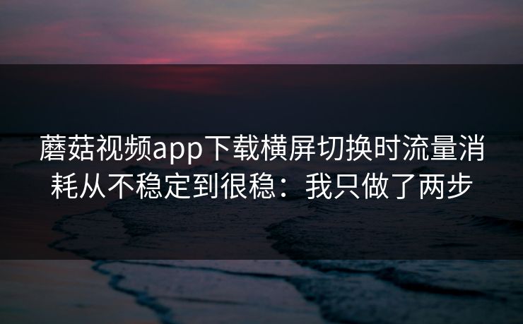 蘑菇视频app下载横屏切换时流量消耗从不稳定到很稳：我只做了两步